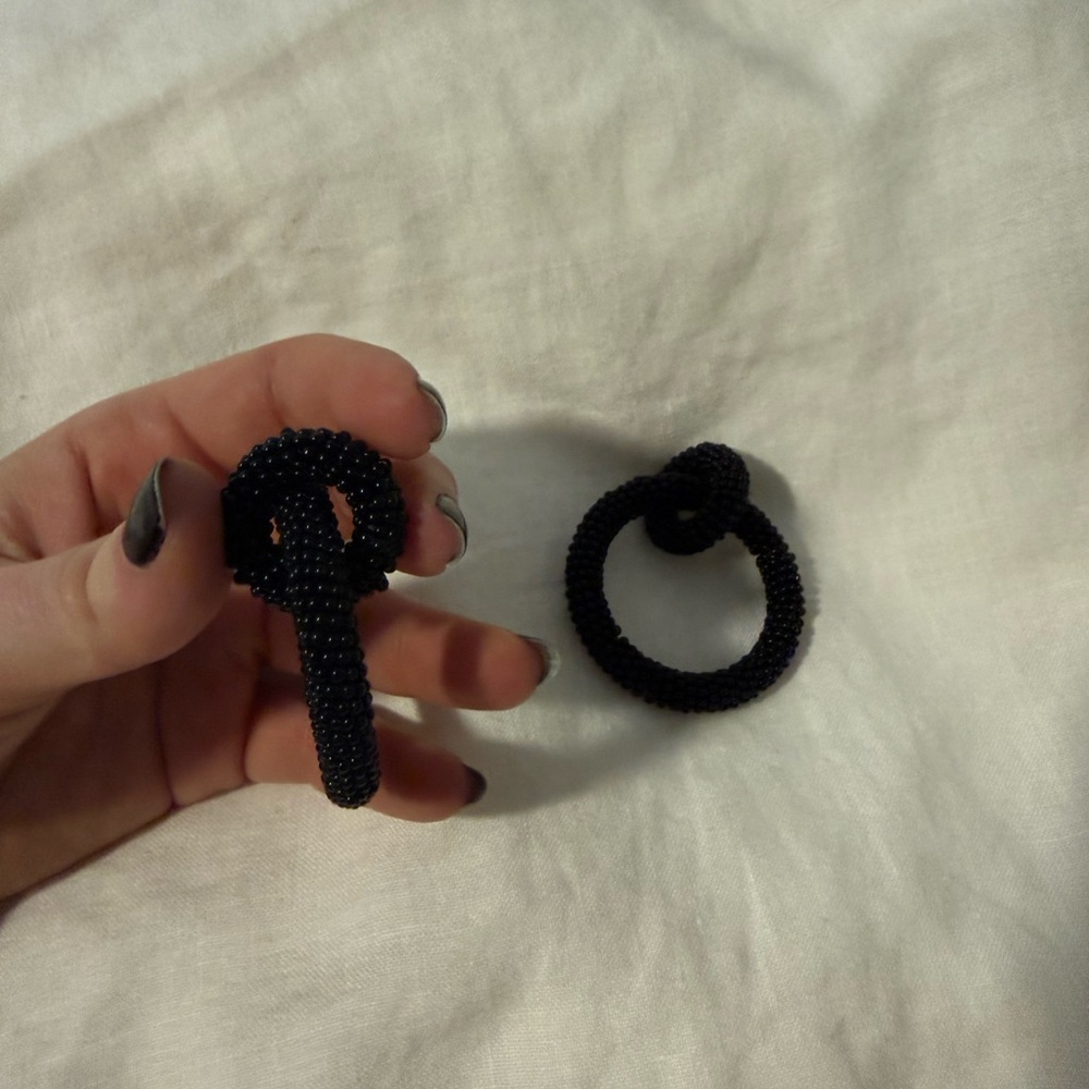 Black Beaded hoops